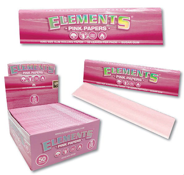 ELEMENTS PINK King Size Slim Rolling Papers, PU=50 pcs