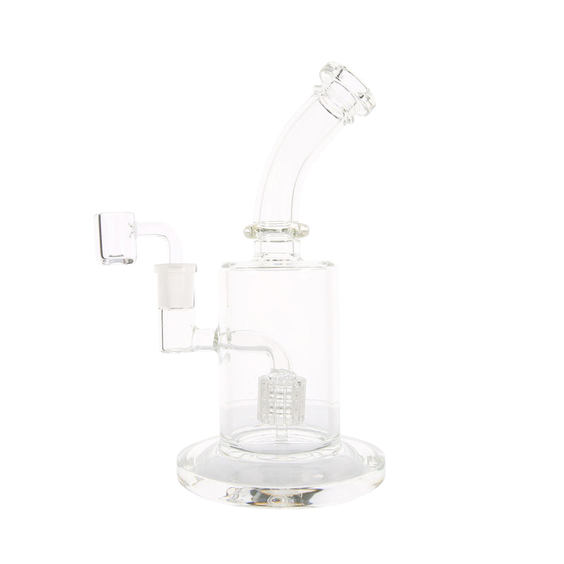 Canned Bent Neck Matrix Dab Rig clear perspective view
