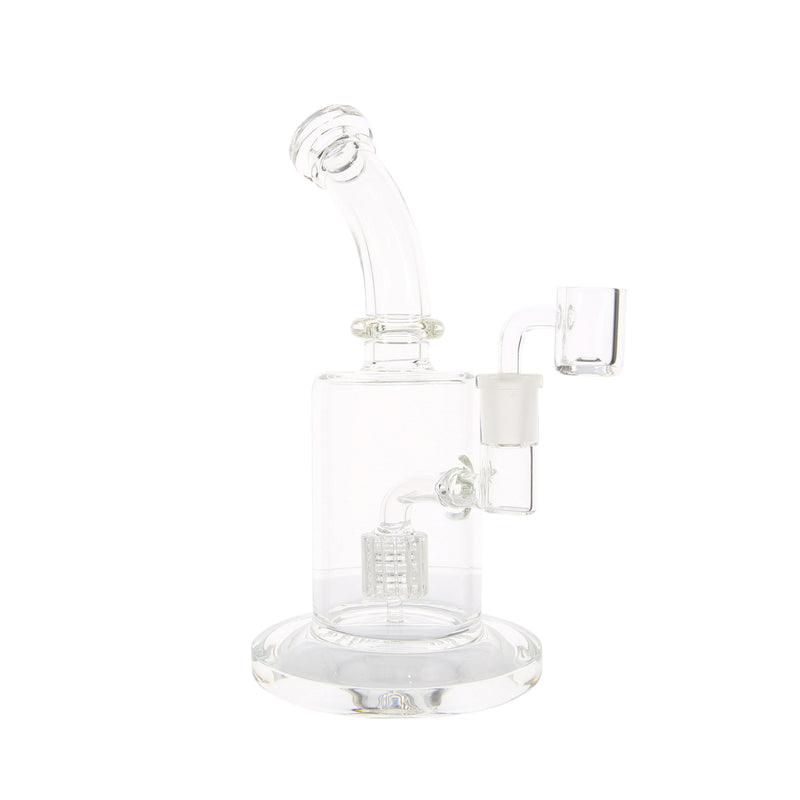 Canned Bent Neck Matrix Dab Rig clear perspective view